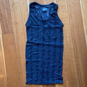 Blackish/gray striped athletica work out tank top